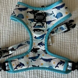 Sassy Woof Adjustable Reversible Dog Harness Whale Narwhal Ocean Size Small